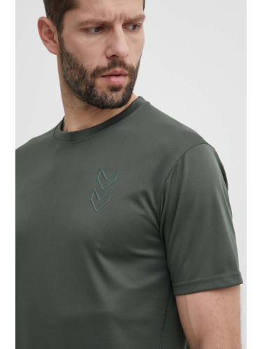 Тениска за трениране Hummel Active в зелено с изчистен дизайн 224493