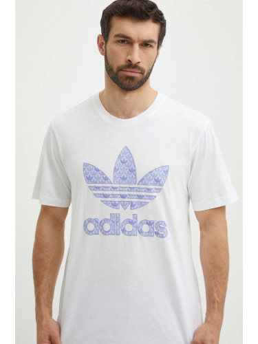 Памучна тениска adidas Originals в бяло с принт IS0205