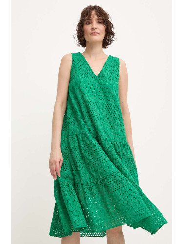 Памучна рокля Answear Lab в зелено къса със стандартна кройка