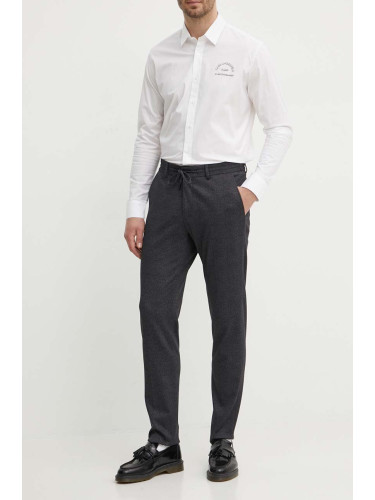 Риза Karl Lagerfeld мъжка в бяло със стандартна кройка с класическа яка 532600.605929