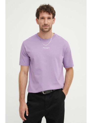 Памучна тениска Marc O'Polo в лилаво с принт