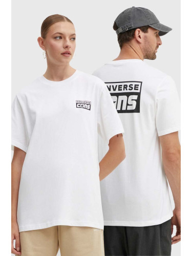 Памучна тениска Converse в бяло с принт 10021134-A27