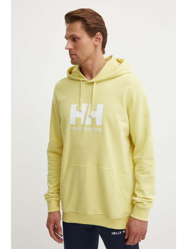 Памучен суичър Helly Hansen HH LOGO HOODIE в тъмносиньо с качулка апликация 33977 53289