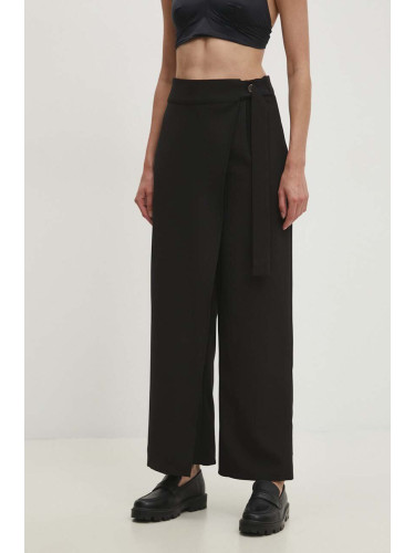 Пола-панталон Answear Lab в черно с широка каройка, с висока талия
