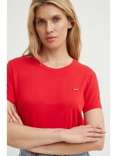 Памучна тениска Levi's в червено