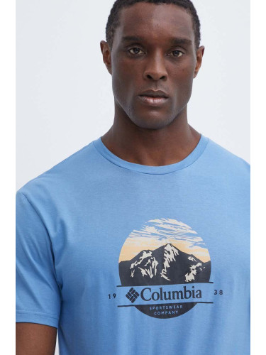 Памучна тениска Columbia Path Lake в синьо с принт 1934814