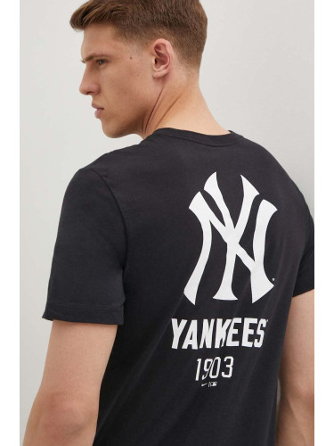 Памучна тениска Nike New York Yankees в черно с принт