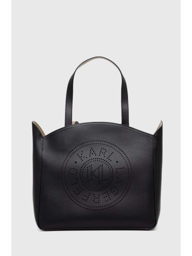 Кожена чанта Karl Lagerfeld в черно