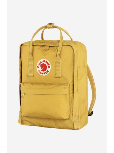 Раница Fjallraven Kanken в жълто голям размер с апликация