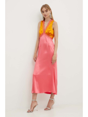 Рокля Never Fully Dressed Sleeveless May в розово дълга със стандартна кройка NFDDR1355