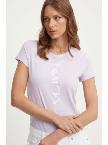 Памучна тениска Armani Exchange в лилаво