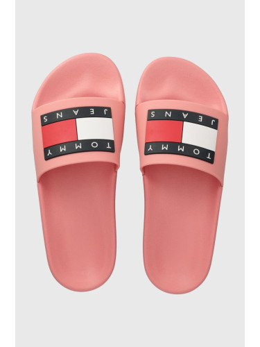 Чехли Tommy Jeans FLAG POOL SLD ESS SLIDE в черно EN0EN02115