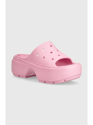 Чехли Crocs Stomp Slide в розово с платформа 209346