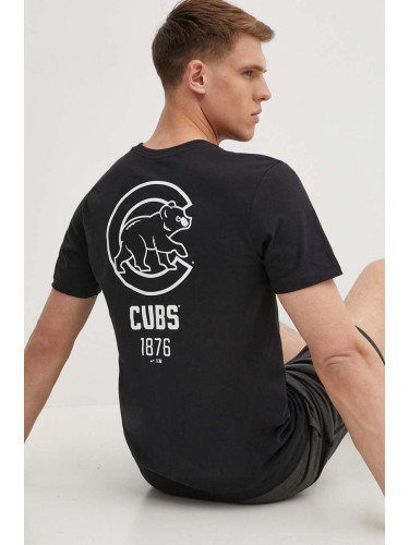 Памучна тениска Nike Chicago Cubs в черно с принт