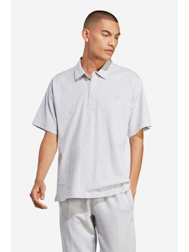 Памучна тениска с яка adidas Originals Premium Essentials Polo Shirt в сиво с изчистен дизайн