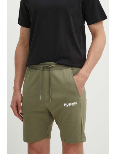 Памучен къс панталон Hummel hmlLEGACY SHORTS в зелено