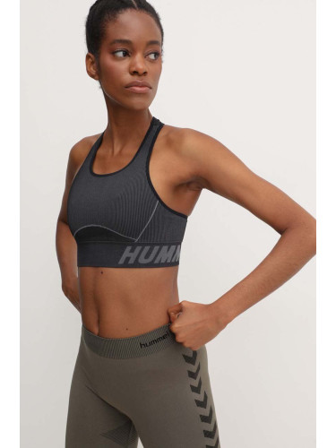 Спортен сутиен Hummel Christel Seamless hmlTE SPORTS в черно с меланжов десен