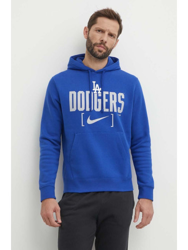 Суичър Nike Los Angeles Dodgers в синьо с качулка с принт