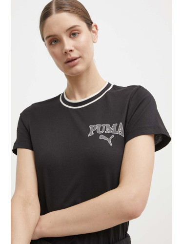 Памучна тениска Puma SQUAD в черно 677897
