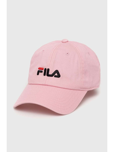 Памучна шапка с козирка Fila Bangil в розово с апликация