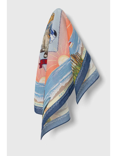 Тънък памучен шал Polo Ralph Lauren в синьо с десен 455950110