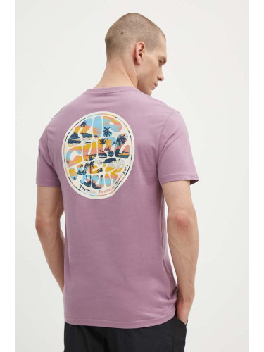 Памучна тениска Rip Curl в лилаво с принт