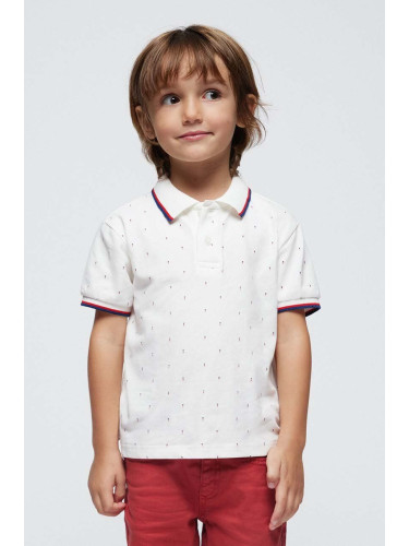Детска тениска с яка Mayoral в бежово с десен