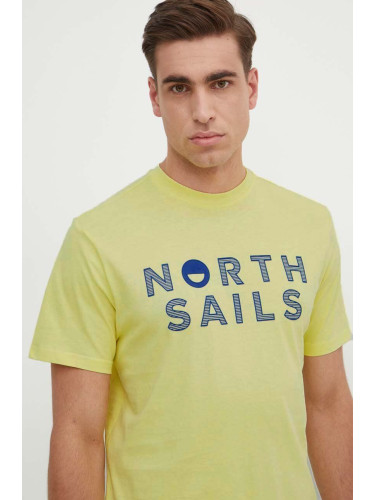 Памучна тениска North Sails в жълто с апликация 692973