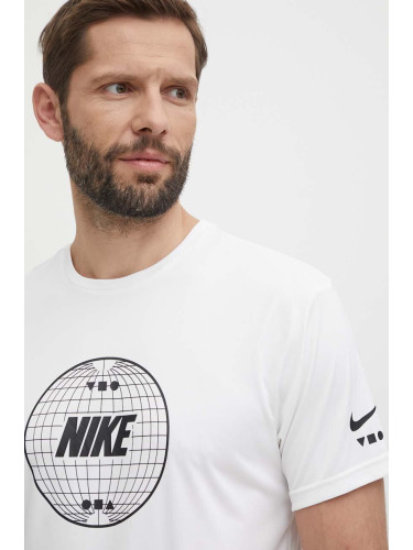 Тениска за трениране Nike Lead Line в бяло с принт