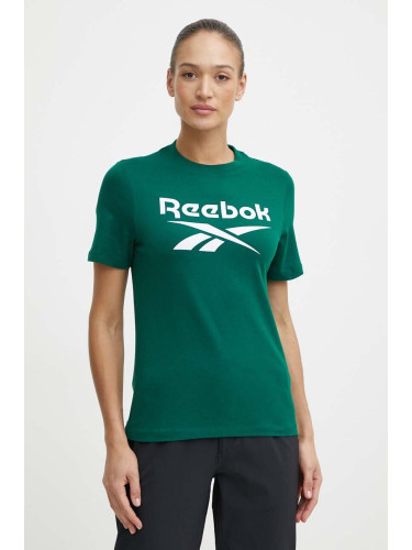 Памучна тениска Reebok Identity в зелено 100076007
