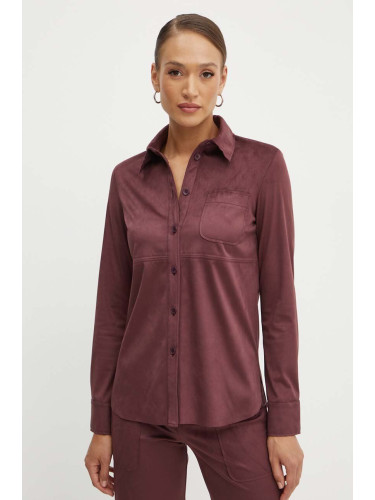Риза MAX&Co. дамска в бордо със стандартна кройка с класическа яка 2416911022200