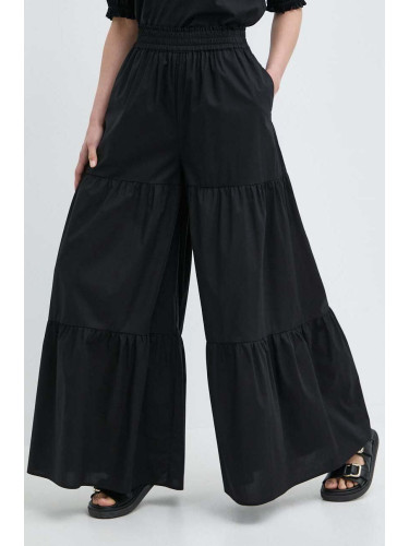 Панталон Twinset в черно с широка каройка, с висока талия