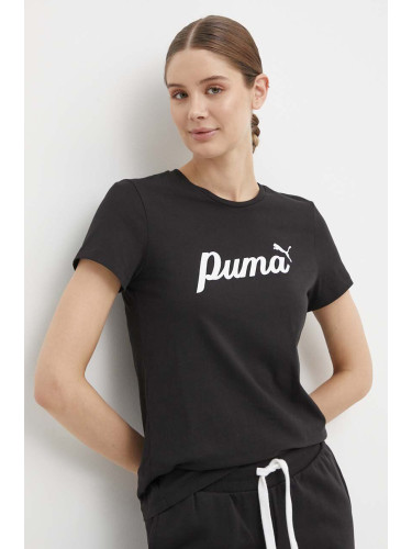 Памучна тениска Puma в черно 679315