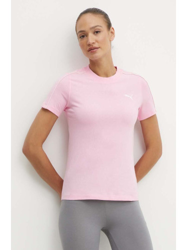 Памучна тениска Puma HER в розово 677883