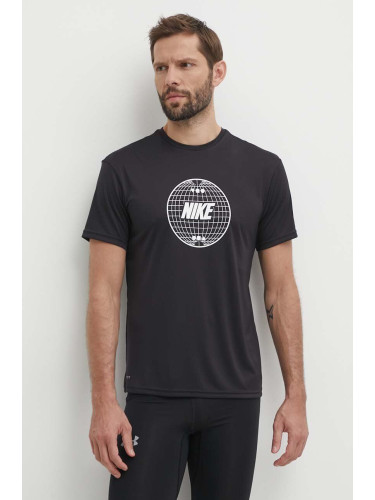 Тениска за трениране Nike Lead Line в черно с принт