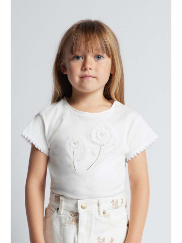 Детска памучна тениска Mayoral в бежово