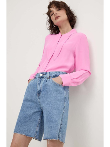Риза Answear Lab дамска в розово със стандартна кройка с класическа яка