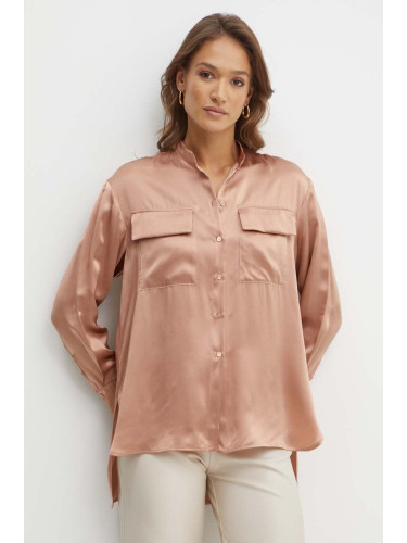 Копринена риза MAX&Co. в розово със свободна кройка с права яка 2416111052200