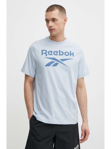 Памучна тениска Reebok Identity в синьо с принт 100076430