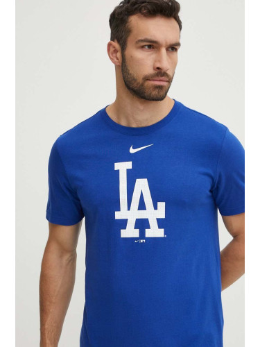 Памучна тениска Nike Los Angeles Dodgers в синьо с принт