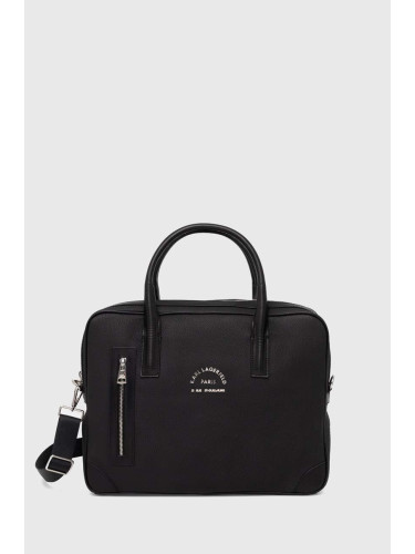 Кожена чанта за лаптоп Karl Lagerfeld в черно 542451.815904