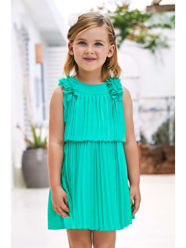 Детска рокля Mayoral в зелено къса разкроена