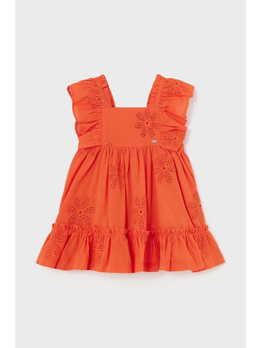 Бебешка рокля Mayoral в оранжево къса разкроена