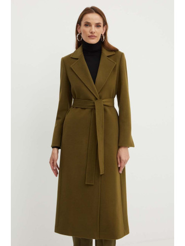Вълнено палто MAX&Co. в зелено преходен модел без закопчаване 2416011011200