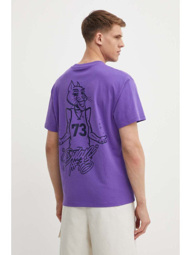 Памучна тениска Puma в лилаво с принт 625271