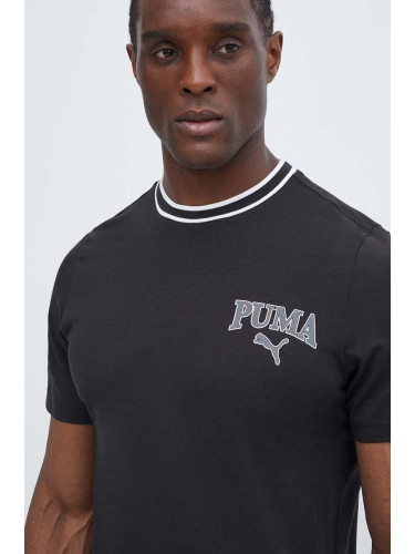 Памучна тениска Puma SQUAD в черно с принт 678968