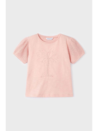 Детска памучна тениска Mayoral в розово