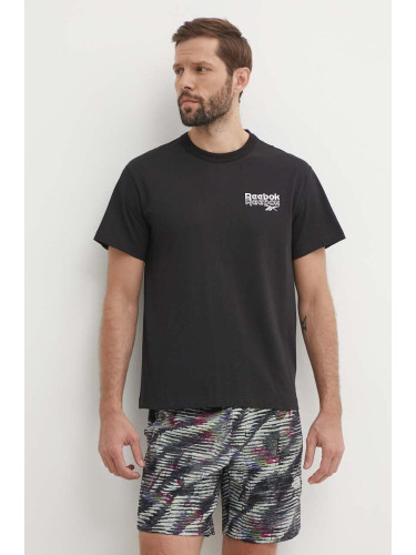 Памучна тениска Reebok Brand Proud в черно с принт 100076383