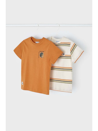 Детска памучна тениска Mayoral (2 броя) в оранжево с десен