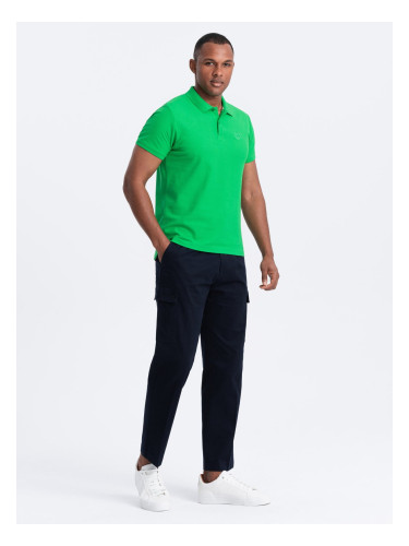 Ombre Men's BASIC single color pique knit polo shirt - neon green